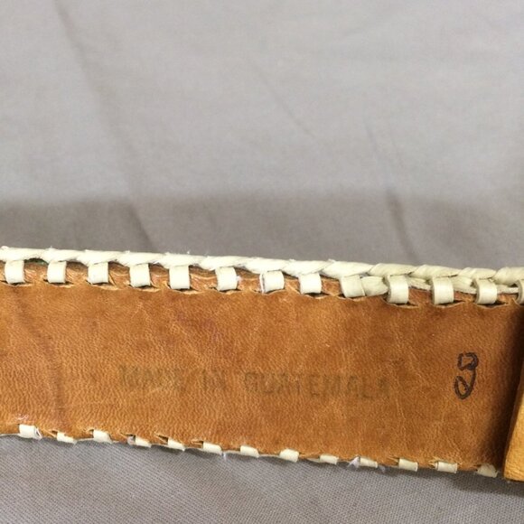 Vintage Belt Woven Fabric and Leather Made in Guatemala 33” - Picture 4 of 7